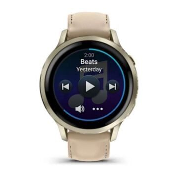 Garmin Venu 4 - 41 mm - Lunar Gold Deri Kayışlı