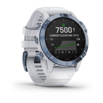 Garmin Fenix 6 Pro Solar Mineral Mavisi Titanyum Multispor GPS Akıllı Saat - Beyaz Kayış