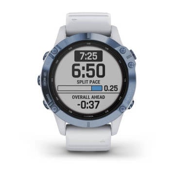 Garmin Fenix 6 Pro Solar Mineral Mavisi Titanyum Multispor GPS Akıllı Saat - Beyaz Kayış