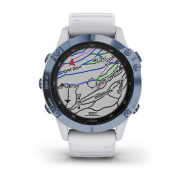 Garmin Fenix 6 Pro Solar Mineral Mavisi Titanyum Multispor GPS Akıllı Saat - Beyaz Kayış