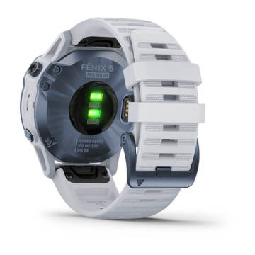 Garmin Fenix 6 Pro Solar Mineral Mavisi Titanyum Multispor GPS Akıllı Saat - Beyaz Kayış
