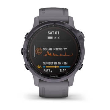 Garmin Fenix 6S Pro Solar Ametist Çelik Multispor GPS Akıllı Saat - Gri Kayış