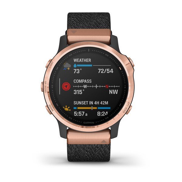 Garmin Fenix 6S Pro Sapphire Rose Gold Siyah Naylon Kayış