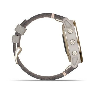 Garmin Fenix 6S Pro Sapphire Light Gold - Gri Deri Kayış