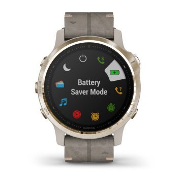 Garmin Fenix 6S Pro Sapphire Light Gold - Gri Deri Kayış