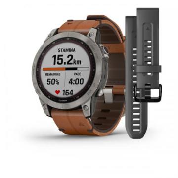 Garmin fenix 7 Sapphire Solar Titanyum - Deri Kayış