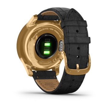 Garmin Vivomove Luxe 24K Gold Akıllı Saat-Siyah italyan Deri Kayışlı