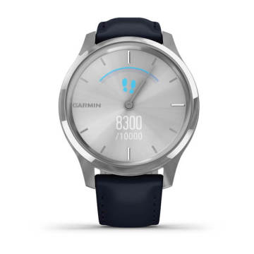 Garmin Vivomove Luxe Gümüş Akıllı Saat-Lacivert italyan Deri Kayış
