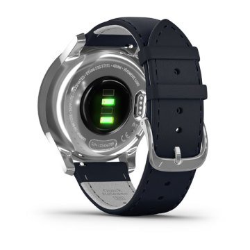 Garmin Vivomove Luxe Gümüş Akıllı Saat-Lacivert italyan Deri Kayış