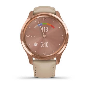 Garmin Vivomove Luxe 18K Rose Gold Akıllı Saat-Bej italyan Deri Kayış