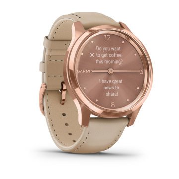 Garmin Vivomove Luxe 18K Rose Gold Akıllı Saat-Bej italyan Deri Kayış