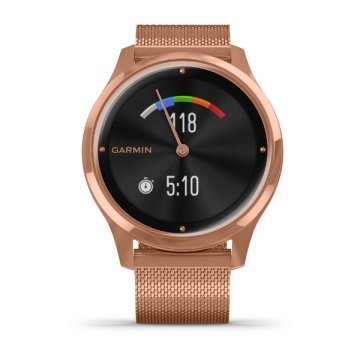 Garmin Vivomove Luxe 18K Rose Gold Akıllı Saat-Milanese Rose Gold Çelik Kayış