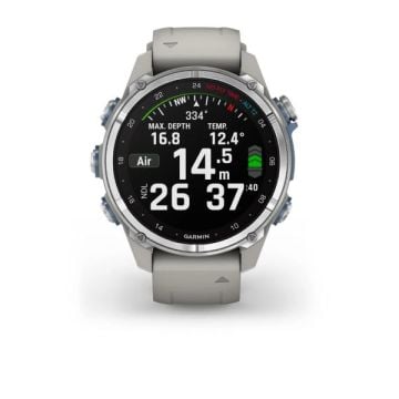 Garmin Descent Mk3 – 43mm - Paslanmaz Çelik, Fog Gri Silikon Bantlı