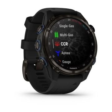Garmin Descent Mk3i – 43 mm - Karbon Gri DLC Titanyum, Siyah Silikon Kayışlı