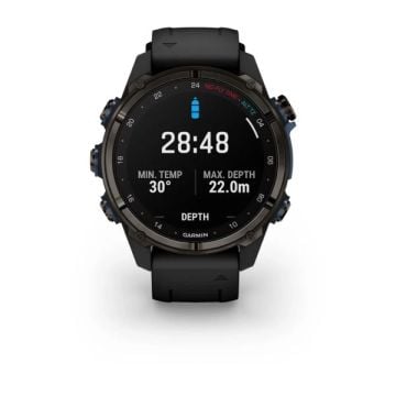 Garmin Descent Mk3i – 43 mm - Karbon Gri DLC Titanyum, Siyah Silikon Kayışlı