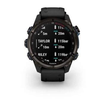 Garmin Descent Mk3i – 43 mm - Karbon Gri DLC Titanyum, Siyah Silikon Kayışlı
