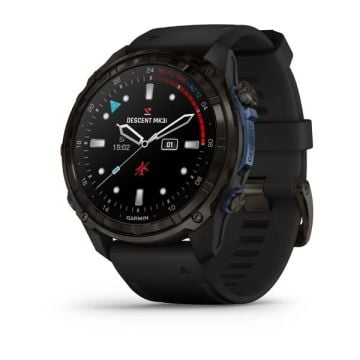 Garmin Descent Mk3i – 51 mm - Karbon Gri DLC Titanyum, Siyah Silikon Kayışlı
