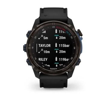 Garmin Descent Mk3i – 51 mm - Karbon Gri DLC Titanyum, Siyah Silikon Kayışlı