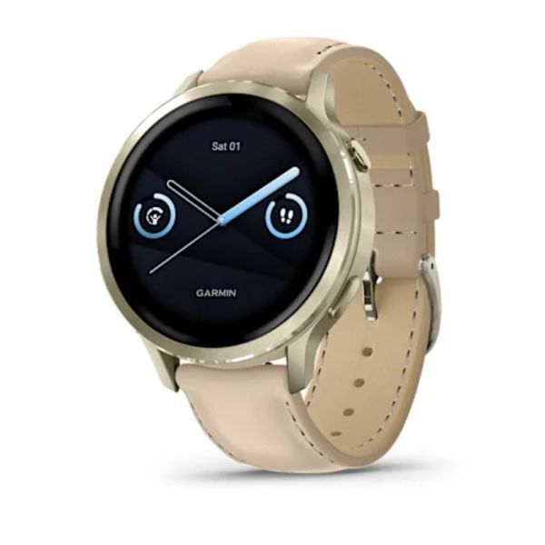 Garmin Venu 4 41 mm Lunar Gold Deri Kayışlı ana görsel