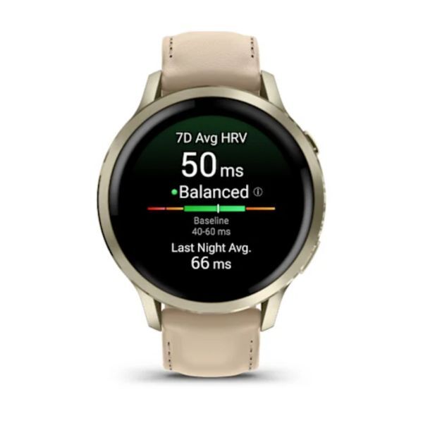 Garmin Venu 4 41 mm Lunar Gold Deri Kayışlı görsel 2