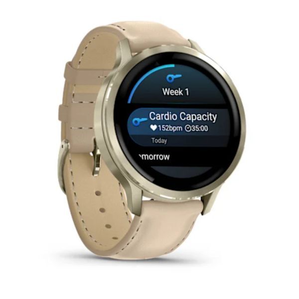 Garmin Venu 4 41 mm Lunar Gold Deri Kayışlı görsel 3