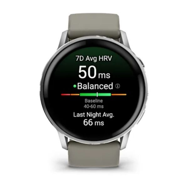 Garmin Venu 4 45 mm Gümüş Gri Silikon Kayışlı görsel 2