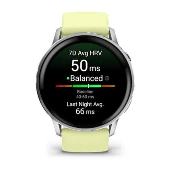 Garmin Venu 4 45 mm Gümüş Sarı Silikon Kayışlı görsel 2