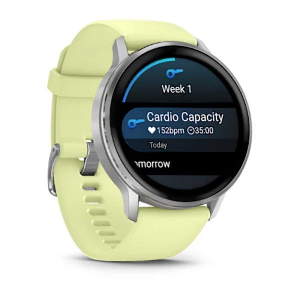 Garmin Venu 4 45 mm Gümüş Sarı Silikon Kayışlı görsel 3