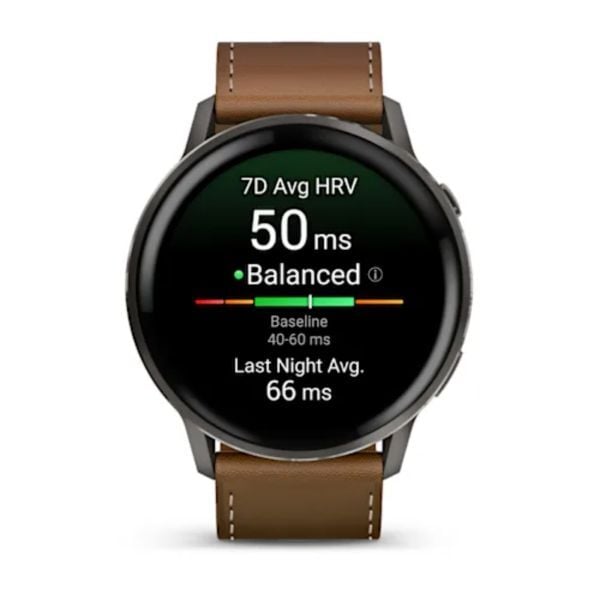 Garmin Venu 4 45 mm Kahverengi Deri Kayışlı görsel 2