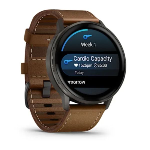 Garmin Venu 4 45 mm Kahverengi Deri Kayışlı görsel 3