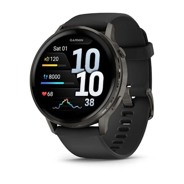 Garmin Venu 4 - 45 mm - Siyah Silikon Kayışlı