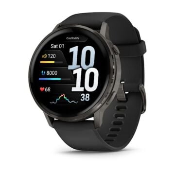 Garmin Venu 4 - 45 mm - Siyah Silikon Kayışlı