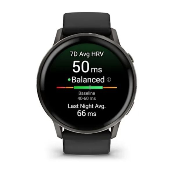 Garmin Venu 4 45 mm Siyah Silikon Kayışlı görsel 2