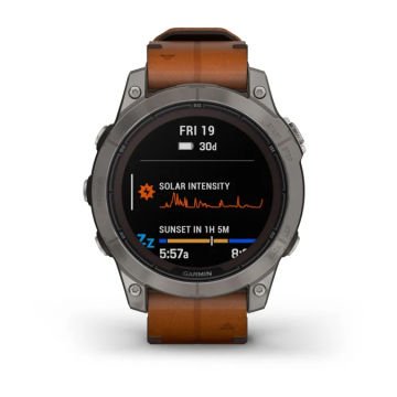 Garmin fenix 7 Pro Sapphire Solar Edition Titanyum Kahverengi Deri Kayışlı
