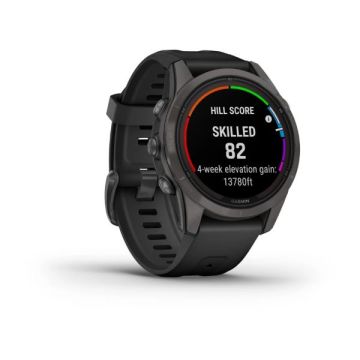 Garmin fenix 7S Pro Sapphire Solar Edition - Karbon Gri DLC Titanyum,  Siyah Kayışlı