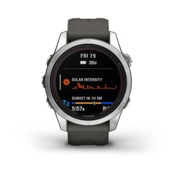 Garmin fenix 7S Pro Solar Edition - Gümüş,  Grafit kayışlı