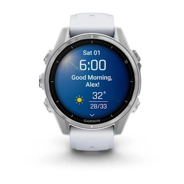Garmin Fenix 8 - 43 mm, AMOLED - Gümüş, Beyaz Taşlı Silikon Kayışlı görsel 2