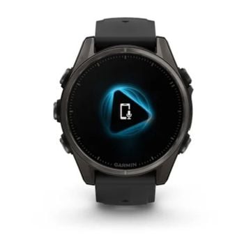 Garmin Fenix 8 - 43 mm, AMOLED - Sapphire, Karbon gri DLC titanyum, Siyah/Gri Silikon Kayışlı