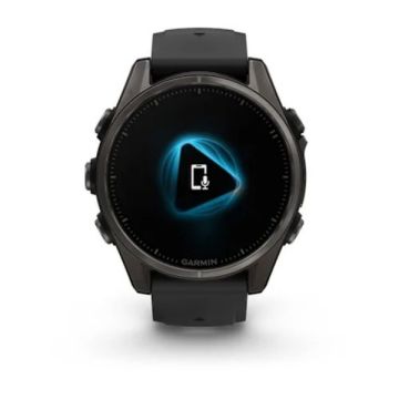 Garmin Fenix 8 - 43 mm, AMOLED - Sapphire, Karbon gri DLC titanyum, Siyah/Gri Silikon Kayışlı