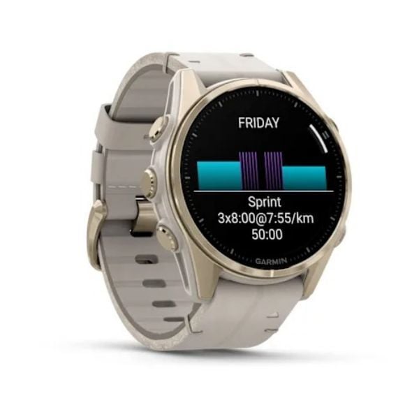 Garmin Fenix 8 - 43mm, AMOLED - Sapphire, Soft Gold ve Kireçtaşı Deri Kayışlı görsel 3