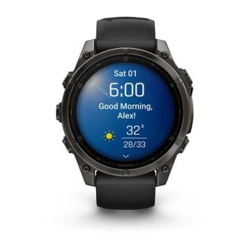 Garmin Fenix 8 - 47 mm, AMOLED - Sapphire, Karbon Gri DLC Titanyum, Siyah/Gri Kayışlı