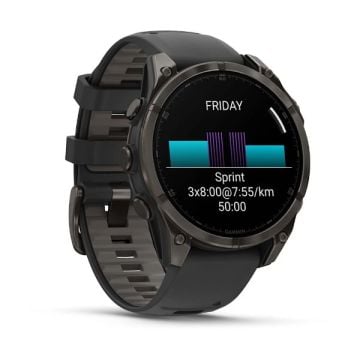 Garmin Fenix 8 - 47 mm, AMOLED - Sapphire, Karbon Gri DLC Titanyum, Siyah/Gri Kayışlı