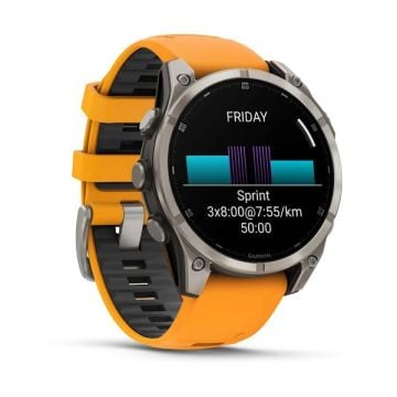 Garmin Fenix 8 - 47 mm, AMOLED - Sapphire, Titanyum, Turuncu/Grafit Silikon Kayışlı