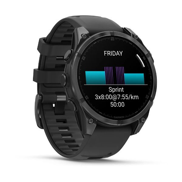 Garmin Fenix 8 - 47 mm, AMOLED - Slate Gri, Siyah Silikon Kayışlı görsel 3