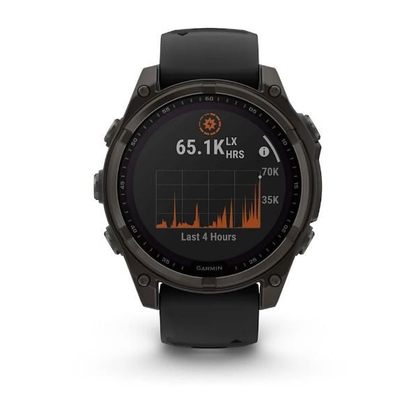 Garmin Fenix 8 - 47 mm, Solar, Sapphire - Karbon Gri DLC Titanyum, Siyah/Gri Silikon Kayışlı görsel 2