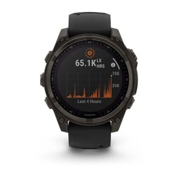 Garmin Fenix 8 - 47 mm, Solar, Sapphire - Karbon Gri DLC Titanyum, Siyah/Gri Silikon Kayışlı