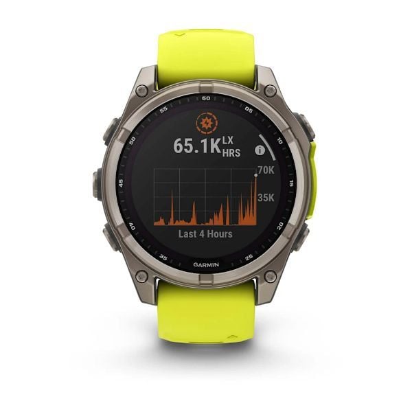 Garmin Fenix 8 - 47 mm, Solar, Sapphire - Titanyum, Amp Sarı/Grafit Silikon Kayışlı görsel 2