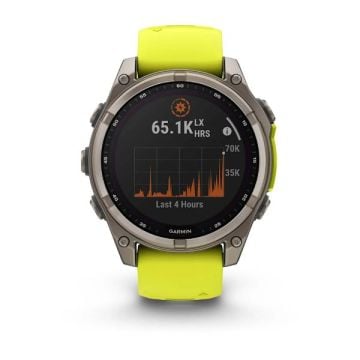 Garmin Fenix 8 - 47 mm, Solar, Sapphire - Titanyum, Amp Sarı/Grafit Silikon Kayışlı