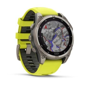 Garmin Fenix 8 - 47 mm, Solar, Sapphire - Titanyum, Amp Sarı/Grafit Silikon Kayışlı