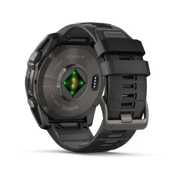 Garmin Fenix 8 - 51 mm, AMOLED - Sapphire, Karbon Gri DLC, Siyah/Gri Silikon Kayışlı